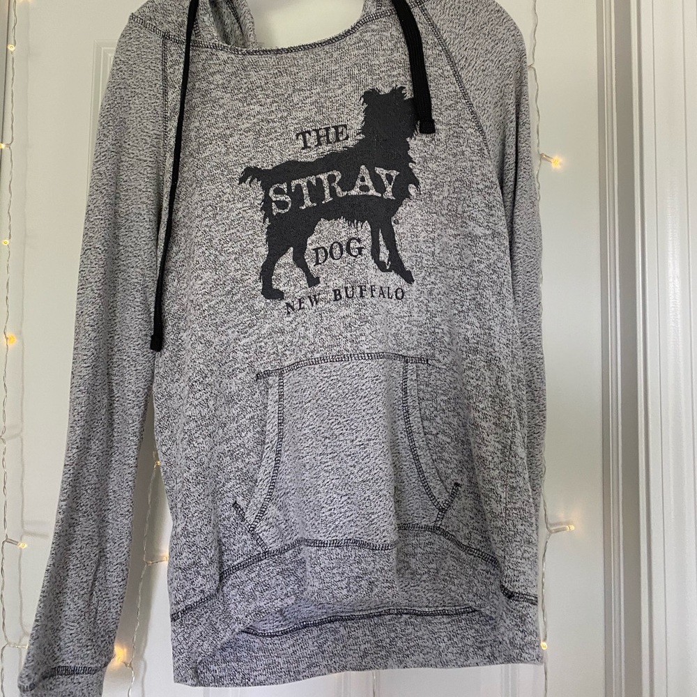 gray Stray Dog café scoop neck sweatshirt